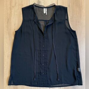 Frenchi Black Sheer Blouse Size L